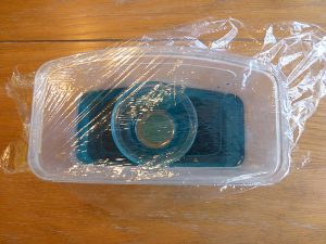 bowl with plastic wrap