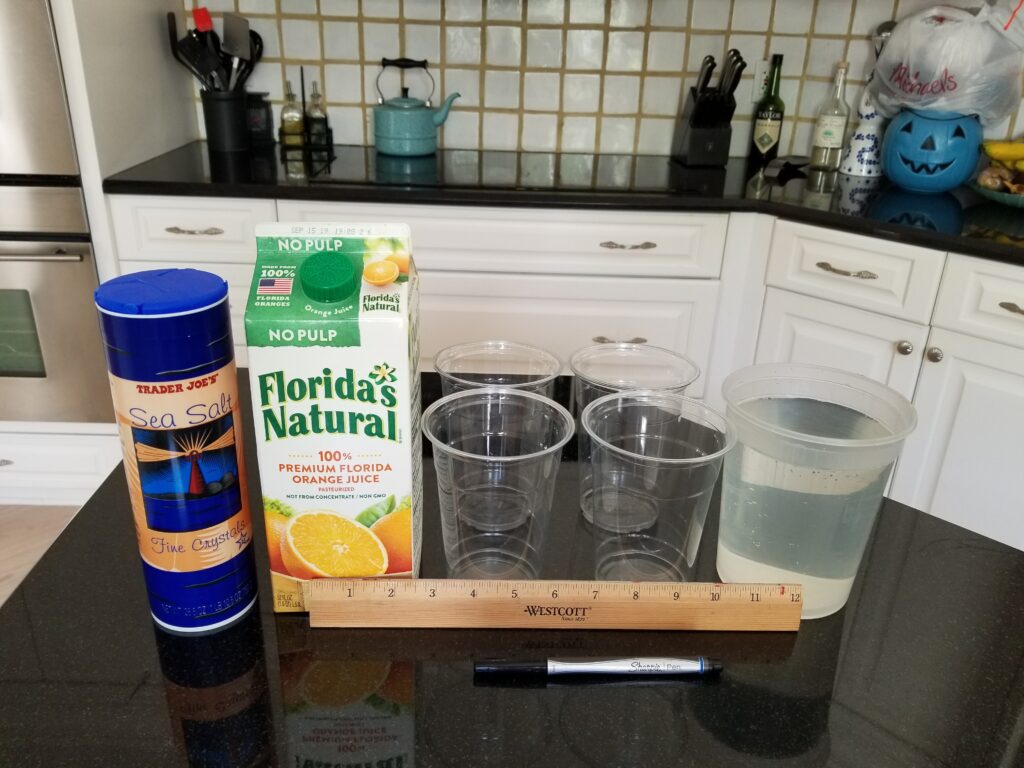 materials for the evaporation experiment