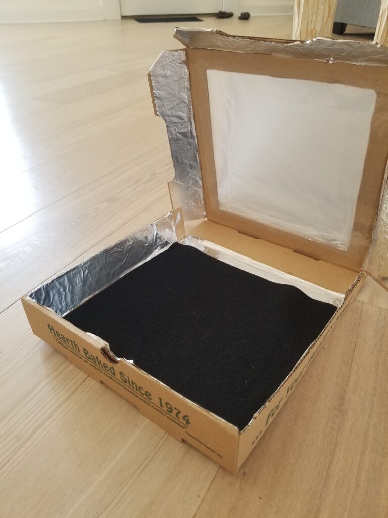 box with foil and paper